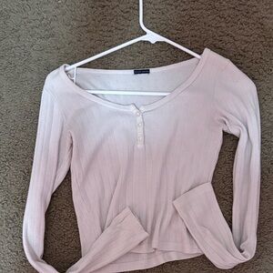 pink brandy melville long sleeve button up top
